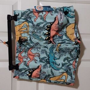 Distortion Blue and Orange Dinosaur Print Swim Trunks Boys Size Large 🆕